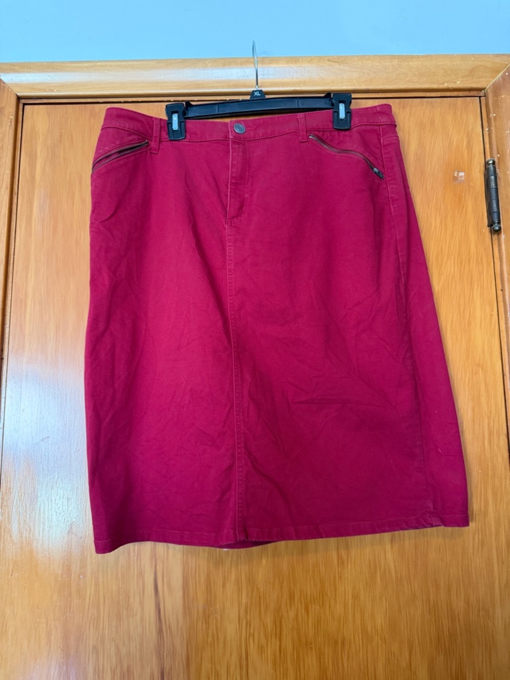 Christopher & Banks Deep Red Knee-Length Pencil Skirt